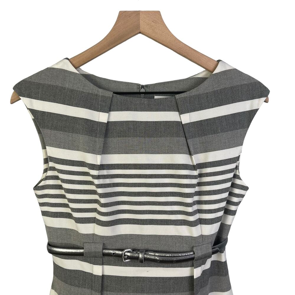 Calvin Klein Gray and White Striped Midi Sheath Dress - Picture 4 of 11